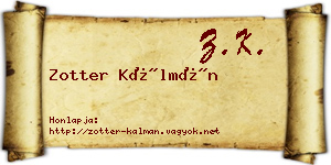 Zotter Kálmán névjegykártya